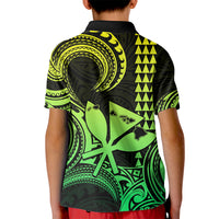 King Kamehameha Day Hawaii Kid Polo Shirt Paradise of the Pacific Tribal Kakau with Kanaka Maoli - Lime LT9 - Polynesian Pride
