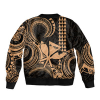 King Kamehameha Day Hawaii Bomber Jacket Paradise of the Pacific Tribal Kakau with Kanaka Maoli - Nude LT9 - Polynesian Pride