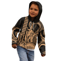 King Kamehameha Day Hawaii Kid Hoodie Paradise of the Pacific Tribal Kakau with Kanaka Maoli - Nude LT9 - Polynesian Pride