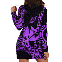 King Kamehameha Day Hawaii Hoodie Dress Paradise of the Pacific Tribal Kakau with Kanaka Maoli - Purple LT9 - Polynesian Pride