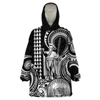 Custom King Kamehameha Day Hawaii Wearable Blanket Hoodie Paradise of the Pacific Tribal Kakau with Kanaka Maoli - White LT9 One Size White - Polynesian Pride