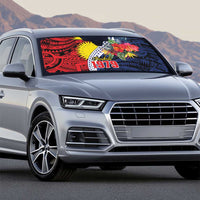 Flag of Kiribati Polynesian Pattern Auto Sun Shade Est 1979 With Tropical Flowers - Polynesian Pride