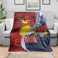Flag of Kiribati Polynesian Pattern Blanket Est 1979 With Tropical Flowers