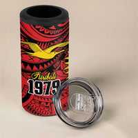 Flag of Kiribati Polynesian Pattern 4 in 1 Can Cooler Tumbler Est 1979 With Tropical Flowers