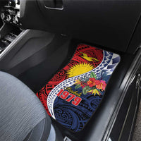 Flag of Kiribati Polynesian Pattern Car Mats Est 1979 With Tropical Flowers