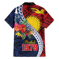 Flag of Kiribati Polynesian Pattern Family Matching Puletasi and Hawaiian Shirt Est 1979 With Tropical Flowers