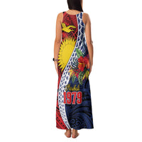 Flag of Kiribati Polynesian Pattern Family Matching Tank Maxi Dress and Hawaiian Shirt Est 1979 With Tropical Flowers