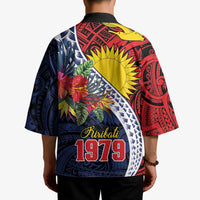 Flag of Kiribati Polynesian Pattern Kimono Est 1979 With Tropical Flowers - Polynesian Pride