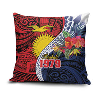 Flag of Kiribati Polynesian Pattern Pillow Cover Est 1979 With Tropical Flowers - Polynesian Pride