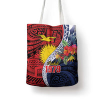Flag of Kiribati Polynesian Pattern Tote Bag Est 1979 With Tropical Flowers - Polynesian Pride