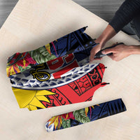 Flag of Kiribati Polynesian Pattern Umbrella Est 1979 With Tropical Flowers - Polynesian Pride