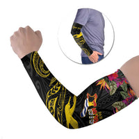 Kiribati Independence Day Personalised Arm Sleeves Gold Frigatebird with Polynesian Pattern - Polynesian Pride