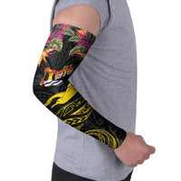 Kiribati Independence Day Personalised Arm Sleeves Gold Frigatebird with Polynesian Pattern - Polynesian Pride