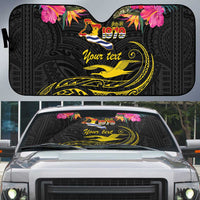 Kiribati Independence Day Personalised Auto Sun Shade Gold Frigatebird with Polynesian Pattern - Polynesian Pride