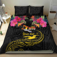 Kiribati Independence Day Personalised Bedding Set Gold Frigatebird with Polynesian Pattern