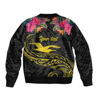 Kiribati Independence Day Personalised Bomber Jacket Gold Frigatebird with Polynesian Pattern