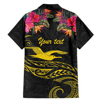 Kiribati Independence Day Personalised Family Matching Puletasi and Hawaiian Shirt Gold Frigatebird with Polynesian Pattern