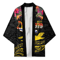 Kiribati Independence Day Personalised Kimono Gold Frigatebird with Polynesian Pattern - Polynesian Pride