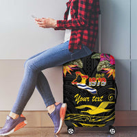Kiribati Independence Day Personalised Luggage Cover Gold Frigatebird with Polynesian Pattern