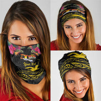 Kiribati Independence Day Personalised Neck Gaiter Gold Frigatebird with Polynesian Pattern - Polynesian Pride