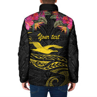 Kiribati Independence Day Personalised Padded Jacket Gold Frigatebird with Polynesian Pattern - Polynesian Pride