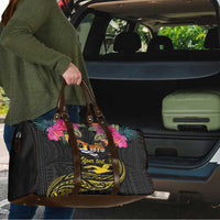 Kiribati Independence Day Personalised Travel Bag Gold Frigatebird with Polynesian Pattern - Polynesian Pride