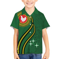 Manua Islands Polynesian Style Family Matching Long Sleeve Bodycon Dress and Hawaiian Shirt LT9 Son's Shirt Green - Polynesian Pride