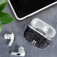 Custom New Zealand Taiaha Maori AirPods Case Minimalist Silver Fern All Black - Polynesian Pride