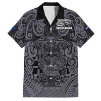Custom New Zealand Taiaha Maori Family Matching Summer Maxi Dress and Hawaiian Shirt Minimalist Silver Fern All Black LT9 Dad's Shirt - Short Sleeve Black - Polynesian Pride