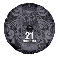 Custom New Zealand Taiaha Maori Spare Tire Cover Minimalist Silver Fern All Black LT9 - Polynesian Pride