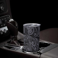 New Zealand Taiaha Maori Tumbler Cup Minimalist Silver Fern All Black