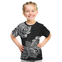 Polynesian Kid T Shirt Pacific Flower Mix Floral Tribal Tattoo Black Vibe LT9 Black - Polynesian Pride