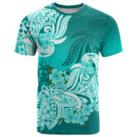 Polynesian T Shirt Pacific Flower Mix Floral Tribal Tattoo Turquoise Vibe LT9 Turquoise - Polynesian Pride