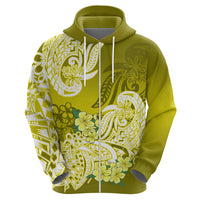 Polynesian Hoodie Pacific Flower Mix Floral Tribal Tattoo Yellow Vibe LT9 - Polynesian Pride