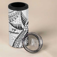 Australia-Fiji Palm and Kangaroo 4 in 1 Can Cooler Tumbler Polynesia Tapa Mixed Indigenous Aboriginal