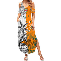 fiji-australia-rugby-family-matching-summer-maxi-dress-and-hawaiian-shirt-world-cup-2023-polynesia-tapa-mixed-indigenous-aboriginal
