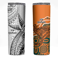 Australia-Fiji Palm and Kangaroo Skinny Tumbler Polynesia Tapa Mixed Indigenous Aboriginal LT9 Gold - Polynesian Pride