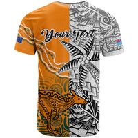 Personalised Fiji Australia Rugby T Shirt World Cup 2023 Polynesia Tapa Mixed Indigenous Aboriginal LT9 - Polynesian Pride