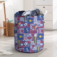 Filipino Maligayang Pasko Laundry Basket Pacific Patchwork Xmas Vibes - Polynesian Pride