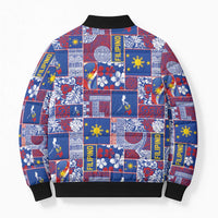 Filipino Maligayang Pasko Bomber Puffer Jacket Pacific Patchwork Xmas Vibes - Polynesian Pride