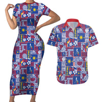 Filipino Maligayang Pasko Couples Matching Short Sleeve Bodycon Dress and Hawaiian Shirt Pacific Patchwork Xmas Vibes - Polynesian Pride