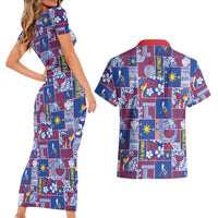 Filipino Maligayang Pasko Couples Matching Short Sleeve Bodycon Dress and Hawaiian Shirt Pacific Patchwork Xmas Vibes - Polynesian Pride