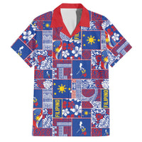 Filipino Maligayang Pasko Family Matching Long Sleeve Bodycon Dress and Hawaiian Shirt Pacific Patchwork Xmas Vibes LT9 Dad's Shirt - Short Sleeve Blue - Polynesian Pride