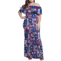 Filipino Maligayang Pasko Family Matching Off Shoulder Maxi Dress and Hawaiian Shirt Pacific Patchwork Xmas Vibes - Polynesian Pride