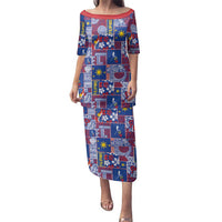 Filipino Maligayang Pasko Family Matching Puletasi and Hawaiian Shirt Pacific Patchwork Xmas Vibes LT9 Mom's Dress Blue - Polynesian Pride