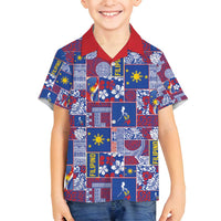 Filipino Maligayang Pasko Family Matching Puletasi and Hawaiian Shirt Pacific Patchwork Xmas Vibes LT9 Son's Shirt Blue - Polynesian Pride