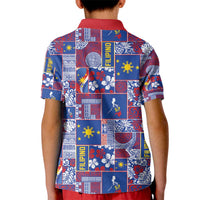 Filipino Maligayang Pasko Kid Polo Shirt Pacific Patchwork Xmas Vibes - Polynesian Pride