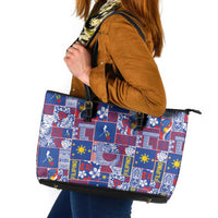 Filipino Maligayang Pasko Leather Tote Bag Pacific Patchwork Xmas Vibes - Polynesian Pride