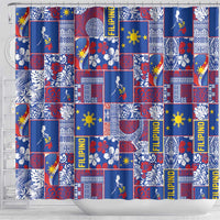 Filipino Maligayang Pasko Shower Curtain Pacific Patchwork Xmas Vibes - Polynesian Pride
