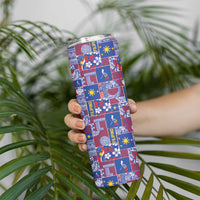 Filipino Maligayang Pasko Skinny Tumbler Pacific Patchwork Xmas Vibes - Polynesian Pride